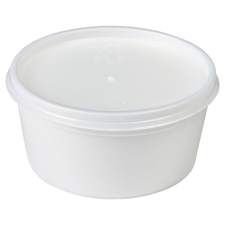 MONOGRAM 8 OZ SQUARE WHITE FOAM CONTAINER