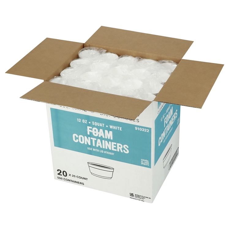 MONOGRAM CONTAINER FOAM 12 OZ SQUARE WHITE