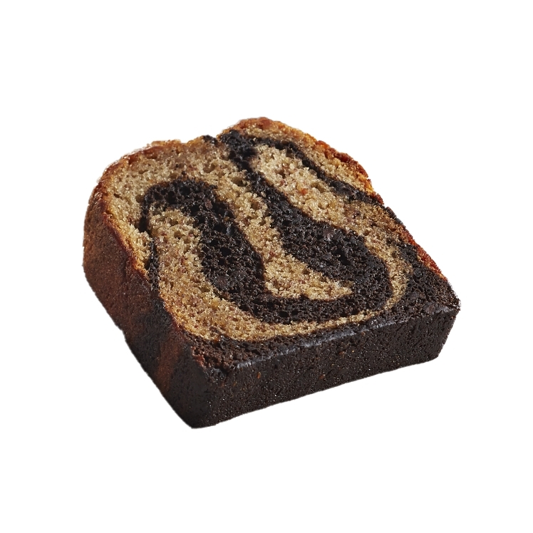 CAKE, LOAF BANANA CHOCOLATE SWIRL NOT ICED 4 OZ SS SLICE IW FROZEN