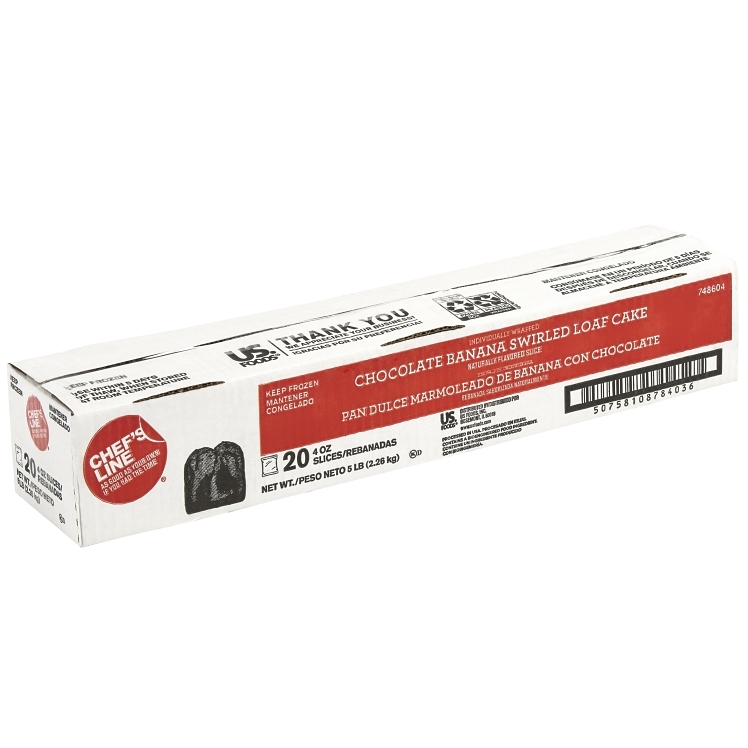 CAKE, LOAF BANANA CHOCOLATE SWIRL NOT ICED 4 OZ SS SLICE IW FROZEN