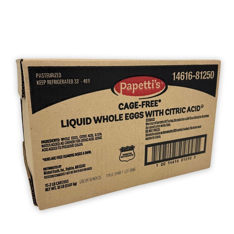 PAPETTI'S CAGE FREE LIQUID WHOLE EGGS