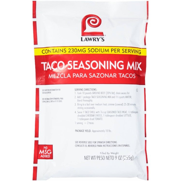 LAWRY'S SEASONING TACO FOIL PACKET SHELF