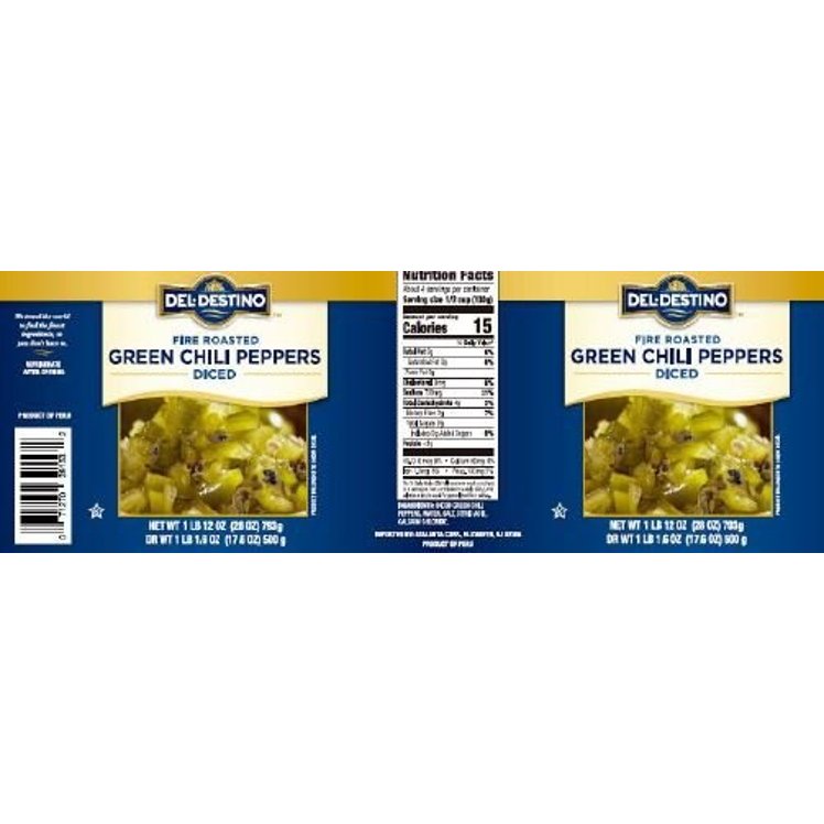 DEL DESTINO FIRE ROASTED DICED GREEN CHILI PEPPERS