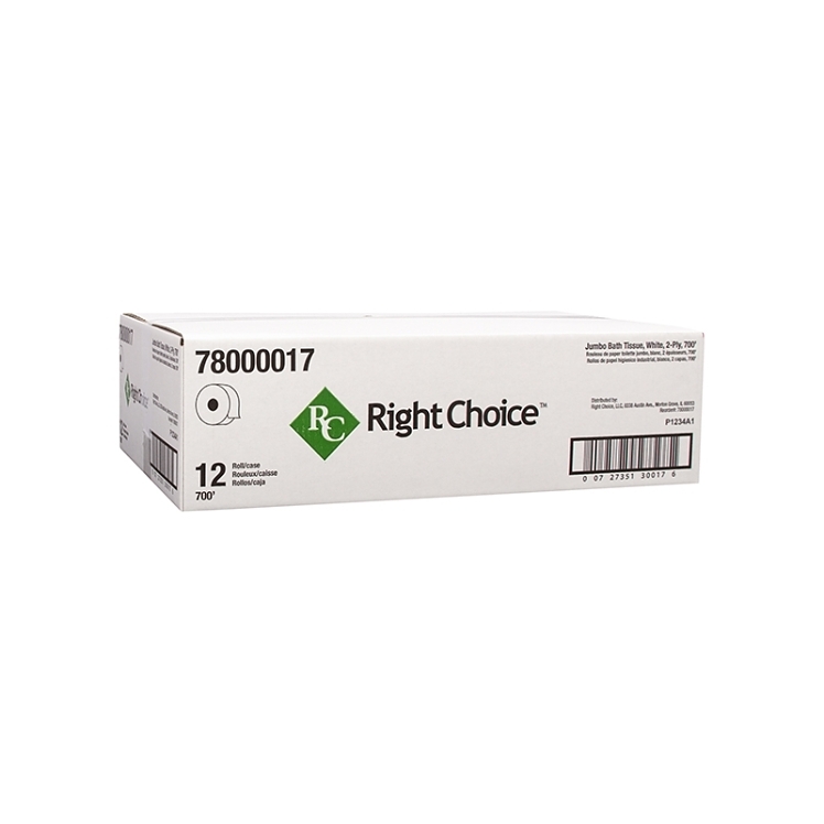 Right Choice Toilet Tissue Jumbo Roll 9x700' 2 Ply White