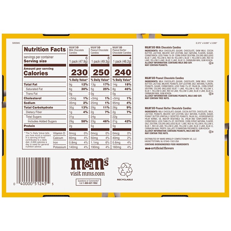 M&M'S MIXED MULTIPACK SINGLES 18 CT