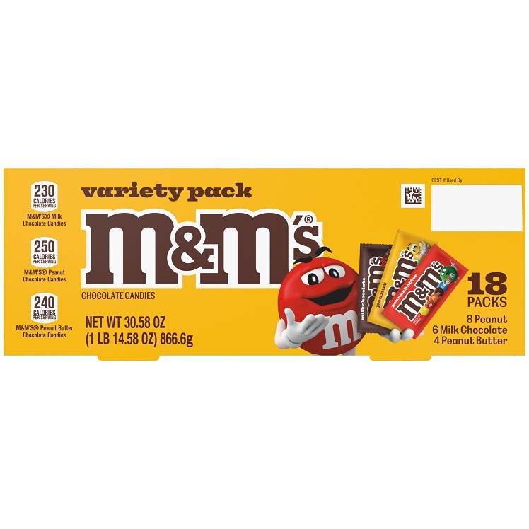 M&M'S MIXED MULTIPACK SINGLES 18 CT