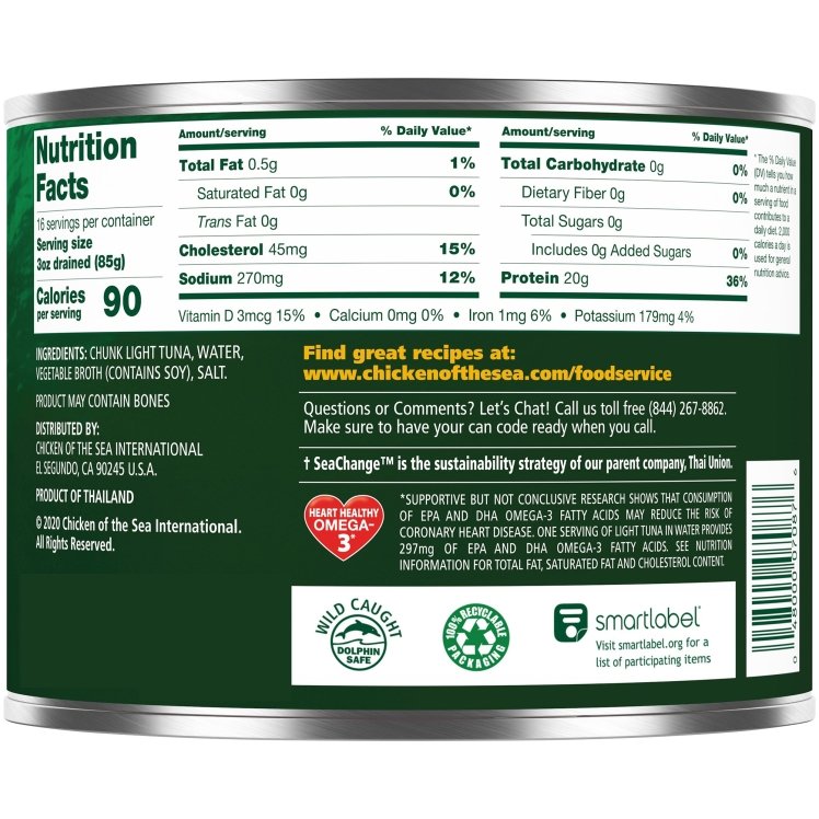 CHICKEN OF THE SEA INTERNATIONAL TUNA, LIGHT CHUNK IN SPRING WATER