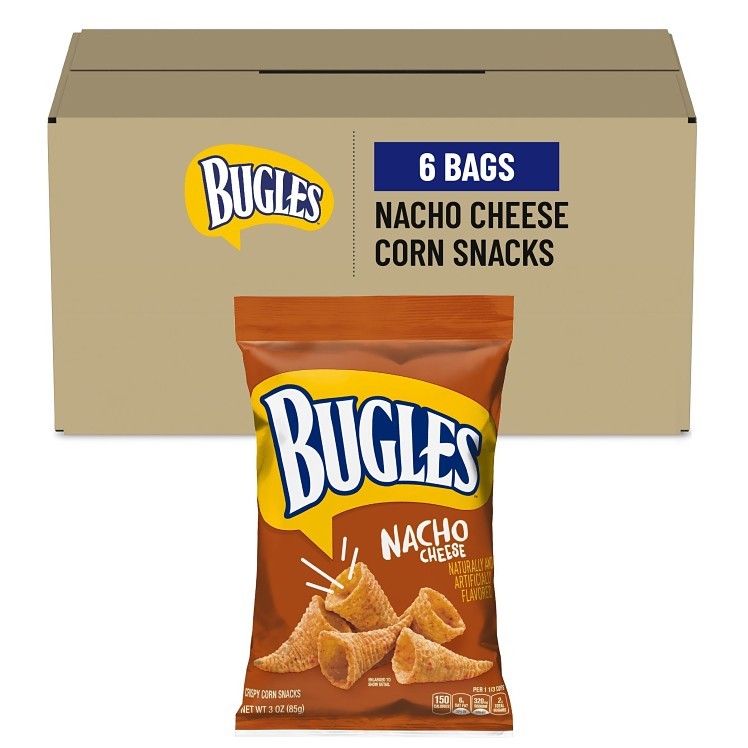 BUGLES CHIP CORN NACHO CHEESE SNACK BAG