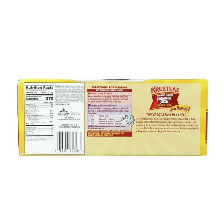 BAKERY CHEF CONAGRA CINNAMON SWIRL FRENCH TOAST