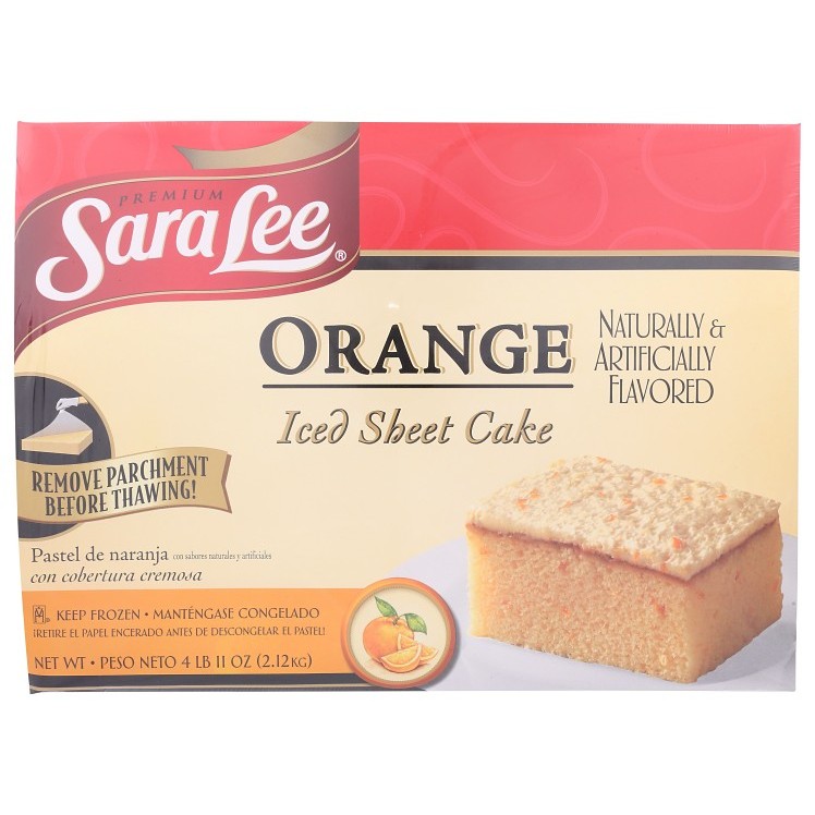 SARA LEE BAKERY CAKE SHEET ORANGE ICED 1/2 SHEET UNSLICED