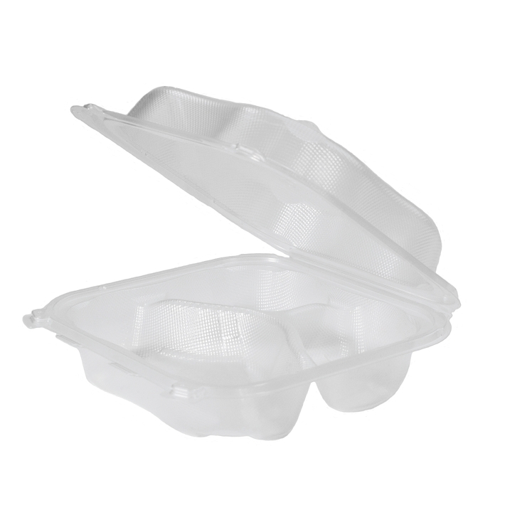 ECO-SYSTEMS CLOVER CLEAR LARGE 3 COMPARTMENT HINGED CONTAINER