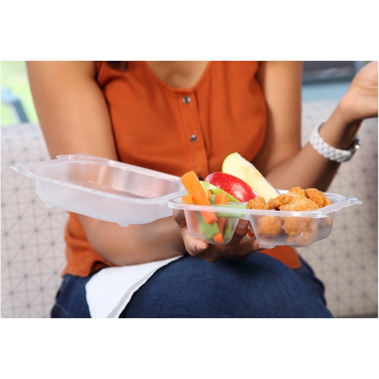 ECO-SYSTEMS CLOVER CLEAR LARGE 3 COMPARTMENT HINGED CONTAINER