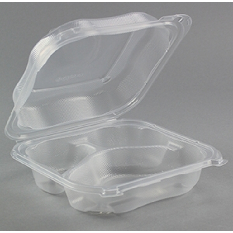 ECO-SYSTEMS CLOVER CLEAR LARGE 3 COMPARTMENT HINGED CONTAINER