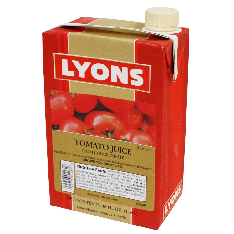 LYONS READY TO SERVE 100% TOMATO JUICE