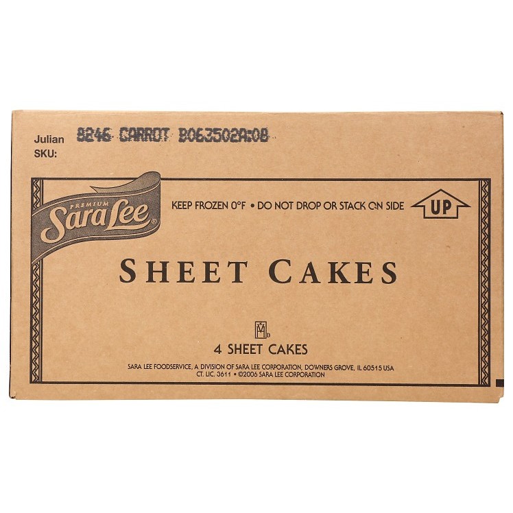 SARA LEE CARROT CAKE ICED 1/2 SHEET UNSLICED