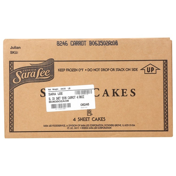 SARA LEE CARROT CAKE ICED 1/2 SHEET UNSLICED