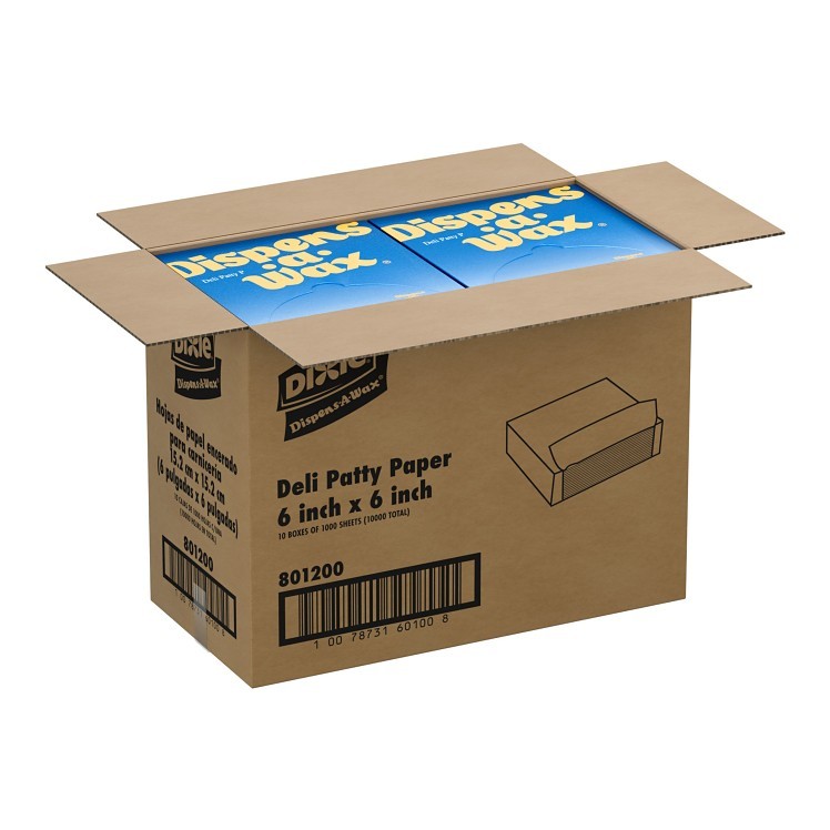 DIXIE FOODSERVICE FLAT PACK 6X6 WAX PAPER WRAP
