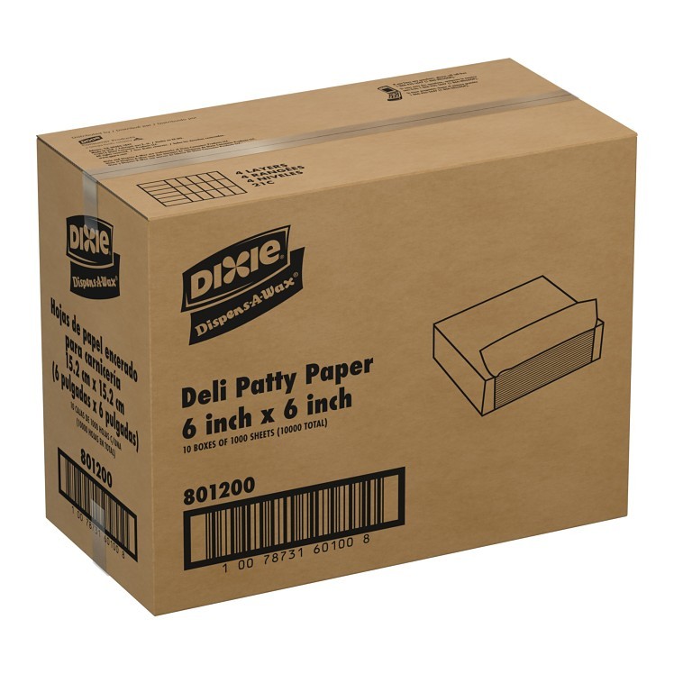 DIXIE FOODSERVICE FLAT PACK 6X6 WAX PAPER WRAP