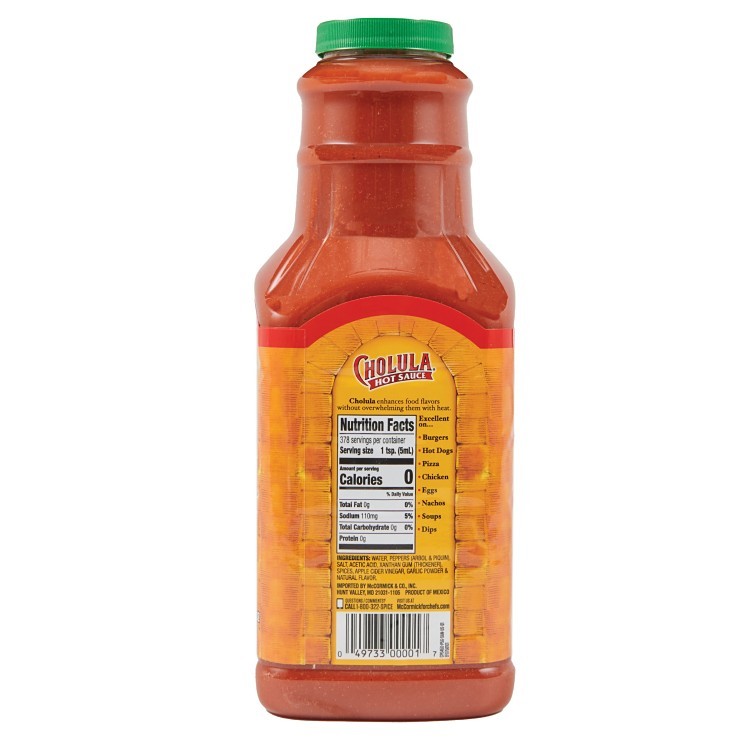 CHOLULA  HOT SAUCE PLASTIC JUG SHELF STABLE
