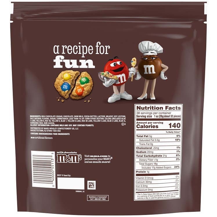 M&M MILK CHOCOLATE CANDY BAG