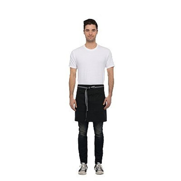 CHEF WORKS CHEFS LINE BISTRO APRON 30 X 32 BLACK 2 POCKETS