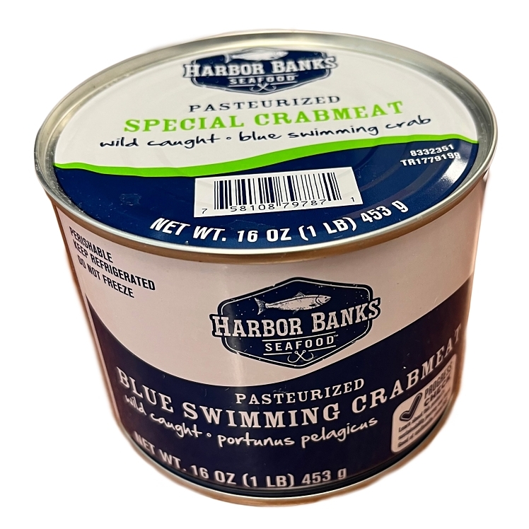 CRABMEAT, BLUE SWIMMING SPECIAL COOKED PASTEURIZED REF CAN WILD