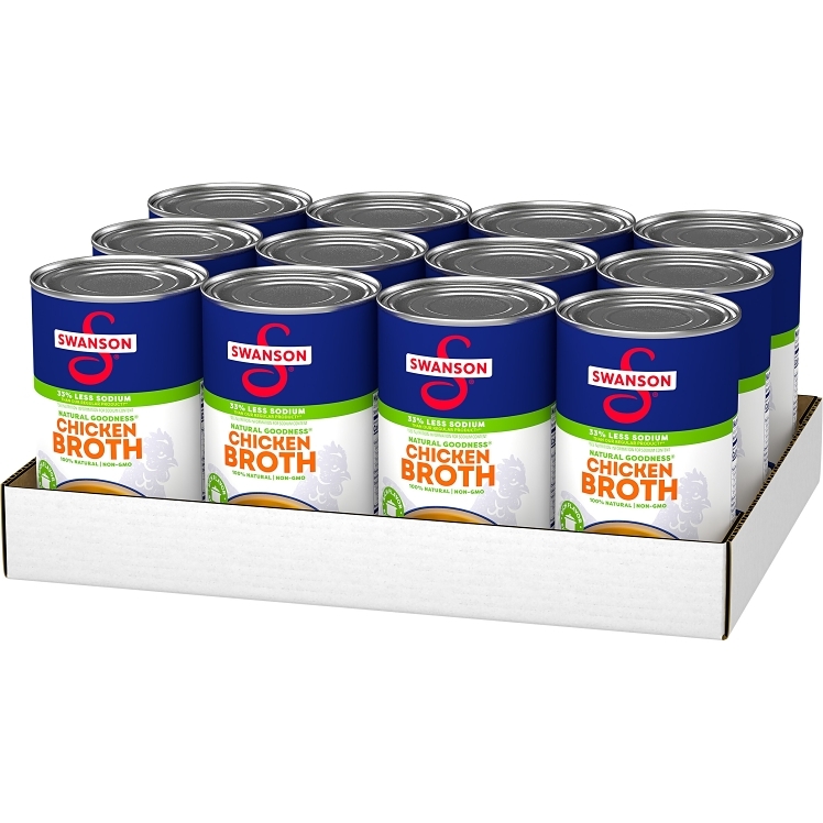 SWANSON CHICKEN BROTH LIQUID REDUCED SODIUM SHELF