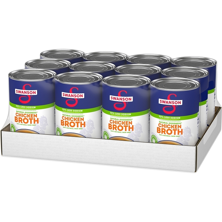 SWANSON CHICKEN BROTH LIQUID REDUCED SODIUM SHELF
