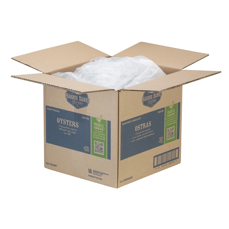 HARBOR BANKS EASTERN GULF OYSTER HALF SHELL RAW IQF  144 COUNT