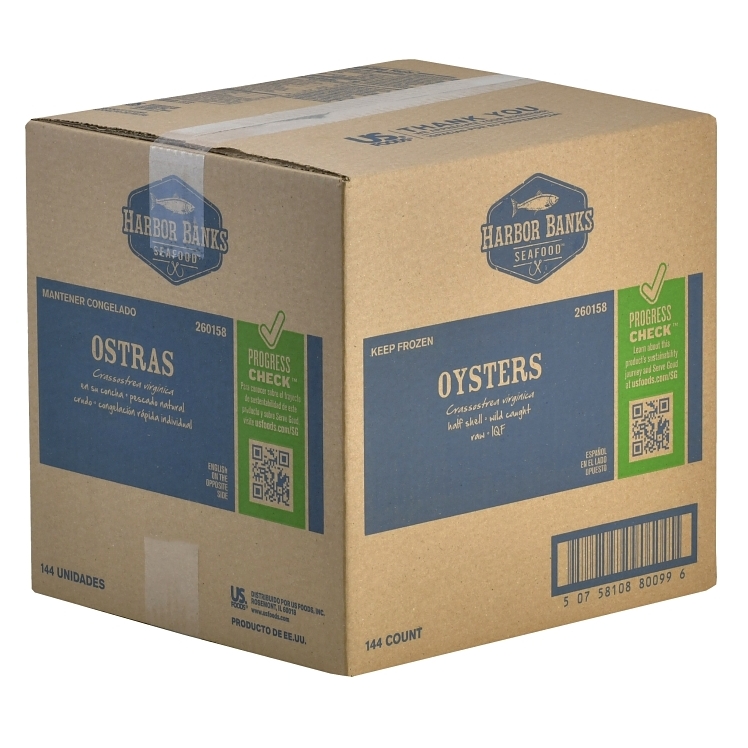 HARBOR BANKS EASTERN GULF OYSTER HALF SHELL RAW IQF  144 COUNT