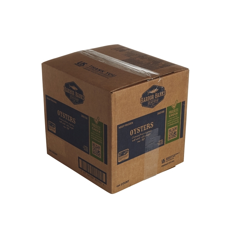 HARBOR BANKS EASTERN GULF OYSTER HALF SHELL RAW IQF  144 COUNT
