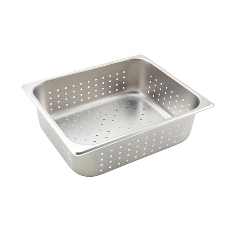 WINCO 1/2 SIZE 4 DEEP STAINLESS STEEL PERFORATED STEAMTABLE PAN
