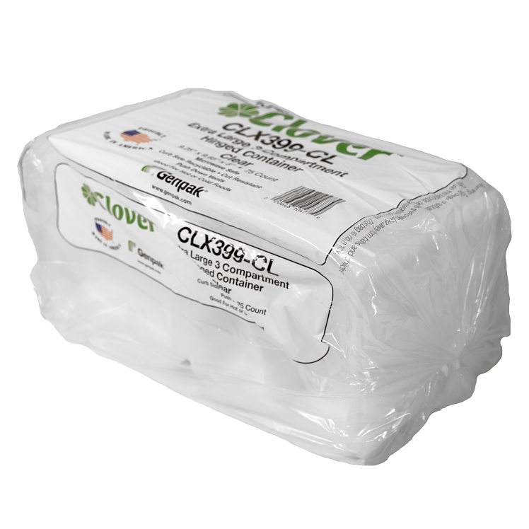 ECO-SYSTEMS CLOVER CLEAR XL 3 COMPARTMENT HINGED CONTAINER