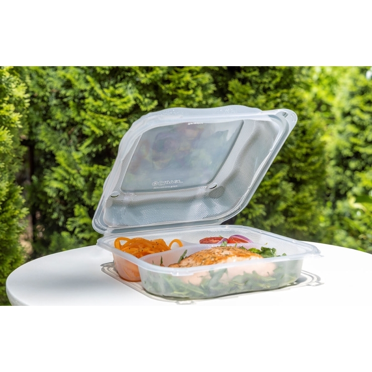 ECO-SYSTEMS CLOVER CLEAR XL 3 COMPARTMENT HINGED CONTAINER