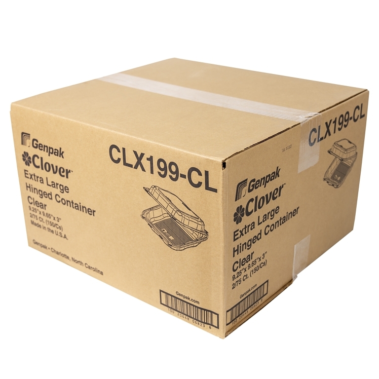 GENPAK CLOVER CLEAR EXTRA LARGE HINGED CONTAINER