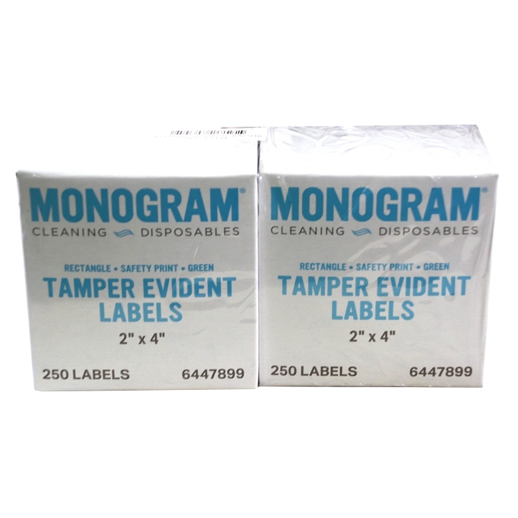 MONOGRAM 2 IN X 4IN TAMPER EVIDENT TAKEOUT LABELS