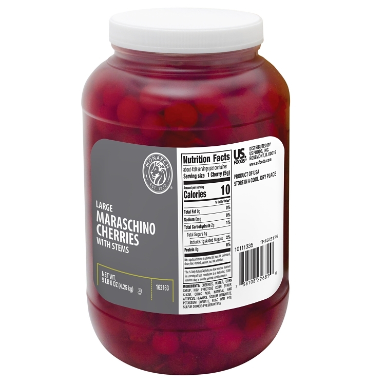 MONARCH LARGE RED MARASCHINO CHERRIES WITH STEM