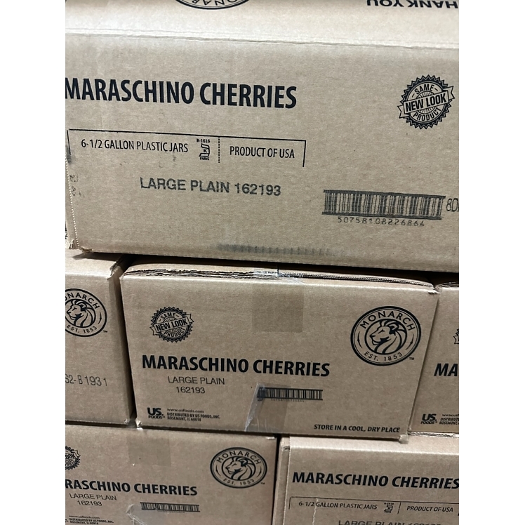 MONARCH LARGE RED MARASCHINO CHERRIES WITHOUT STEM