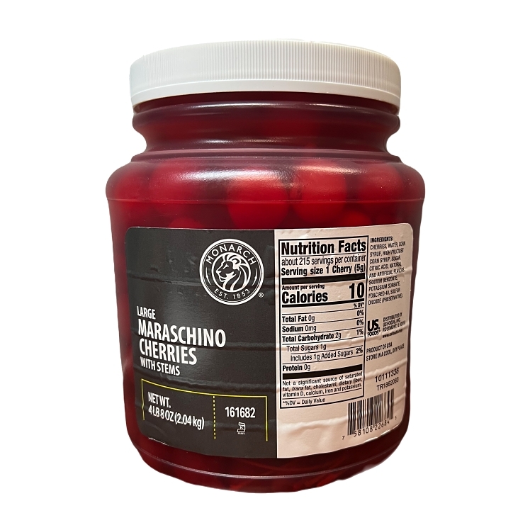 MONARCH LARGE RED MARASCHINO CHERRIES WITH STEMS
