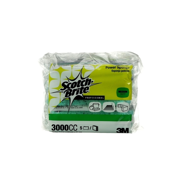 3M SCOTCHBRITE POWER SPONGE 4.5X3X0.6 INCH 3000CC