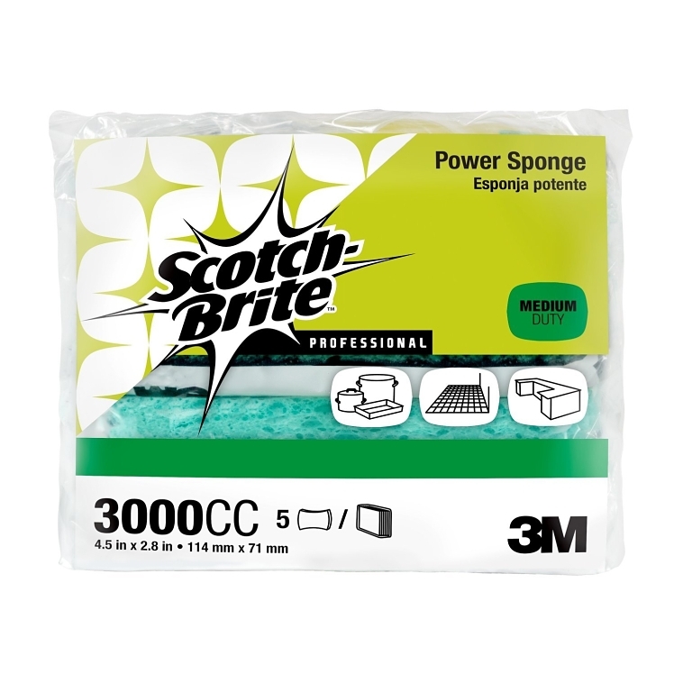 3M SCOTCHBRITE POWER SPONGE 4.5X3X0.6 INCH 3000CC