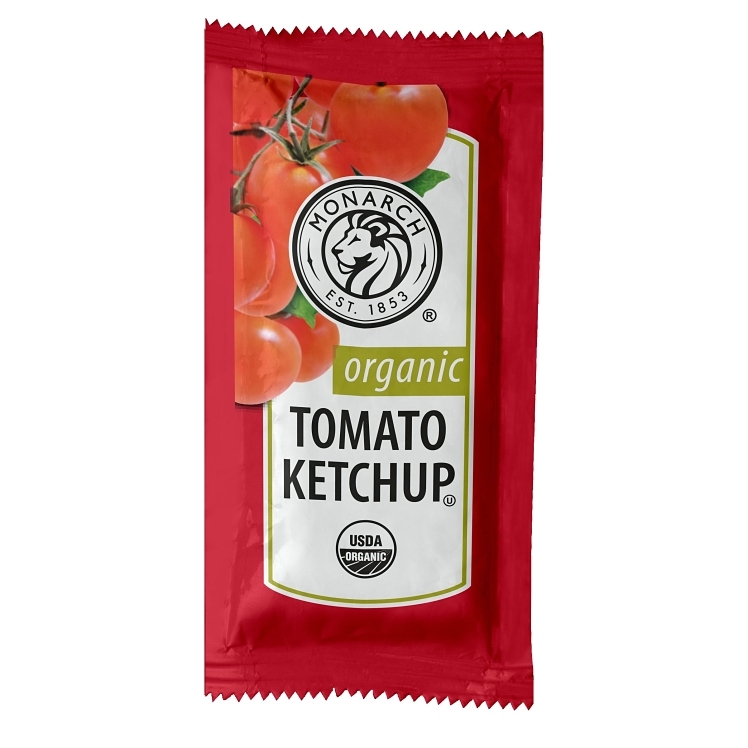 MONARCH KETCHUP, TOMATO 30% ORGANIC SINGLE SERVE FOIL PACKET SHELF