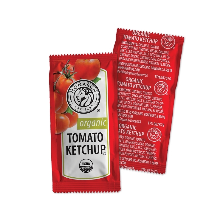 MONARCH KETCHUP, TOMATO 30% ORGANIC SINGLE SERVE FOIL PACKET SHELF
