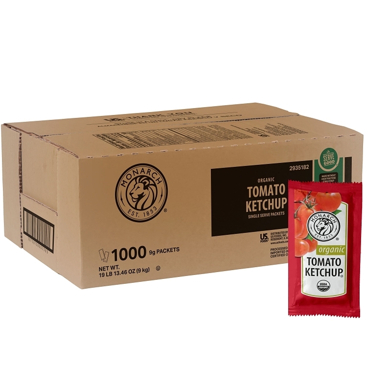 MONARCH KETCHUP, TOMATO 30% ORGANIC SINGLE SERVE FOIL PACKET SHELF
