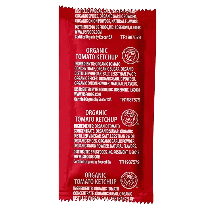 MONARCH KETCHUP, TOMATO 30% ORGANIC SINGLE SERVE FOIL PACKET SHELF