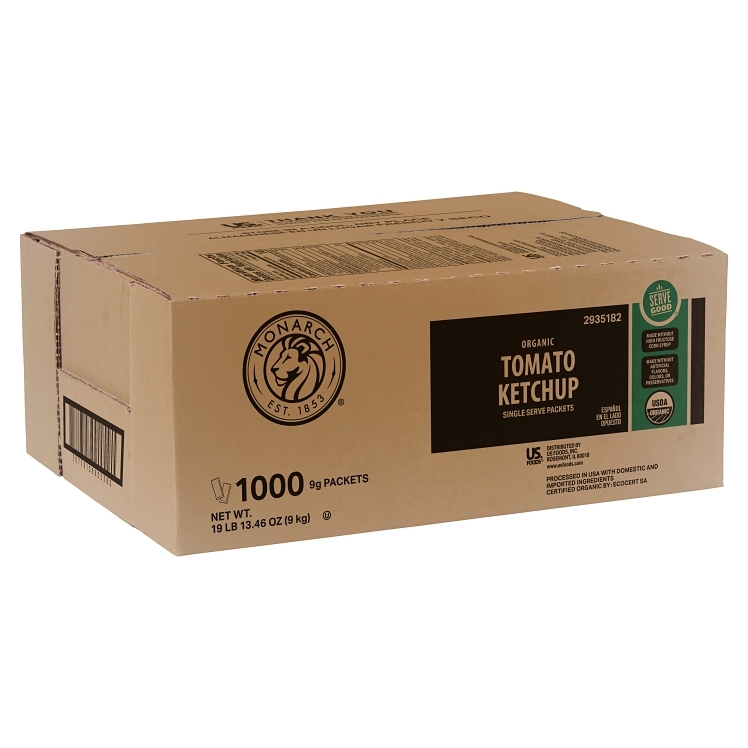 MONARCH KETCHUP, TOMATO 30% ORGANIC SINGLE SERVE FOIL PACKET SHELF