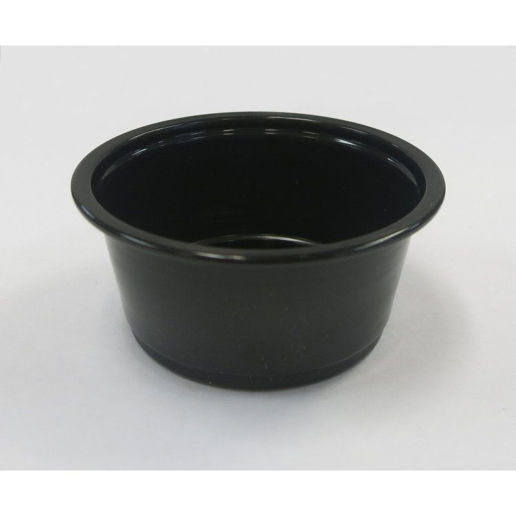 CRYSTALWARE 2 OUNCE PLASTIC BLACK SOUFFLE CUP