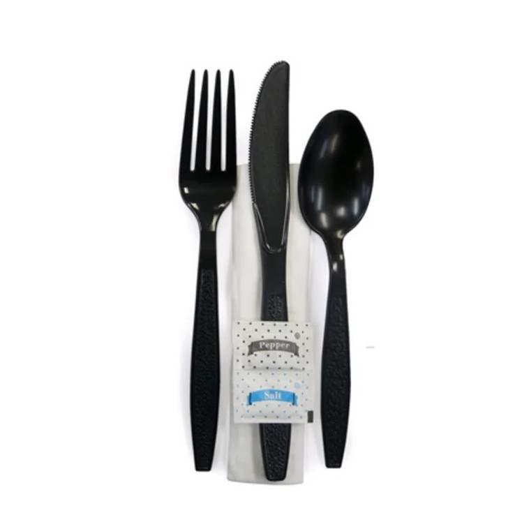 CRYSTAL WARE HEAVYWEIGHT BLACK CUTLERY KIT S&P KNIFE FORK SPOON