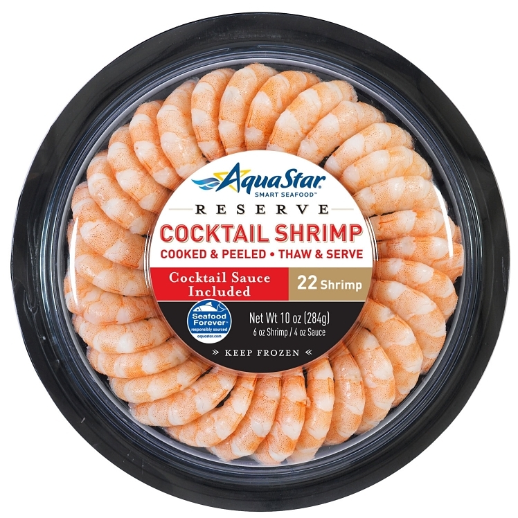 AQUA STAR 61-70 COOKED PEELED COCKTAIL SHRIMP TRAY