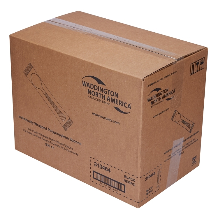 WNA INDIVDUALLY WRAPPED BLACK POLYPROPYLENE SPOONS